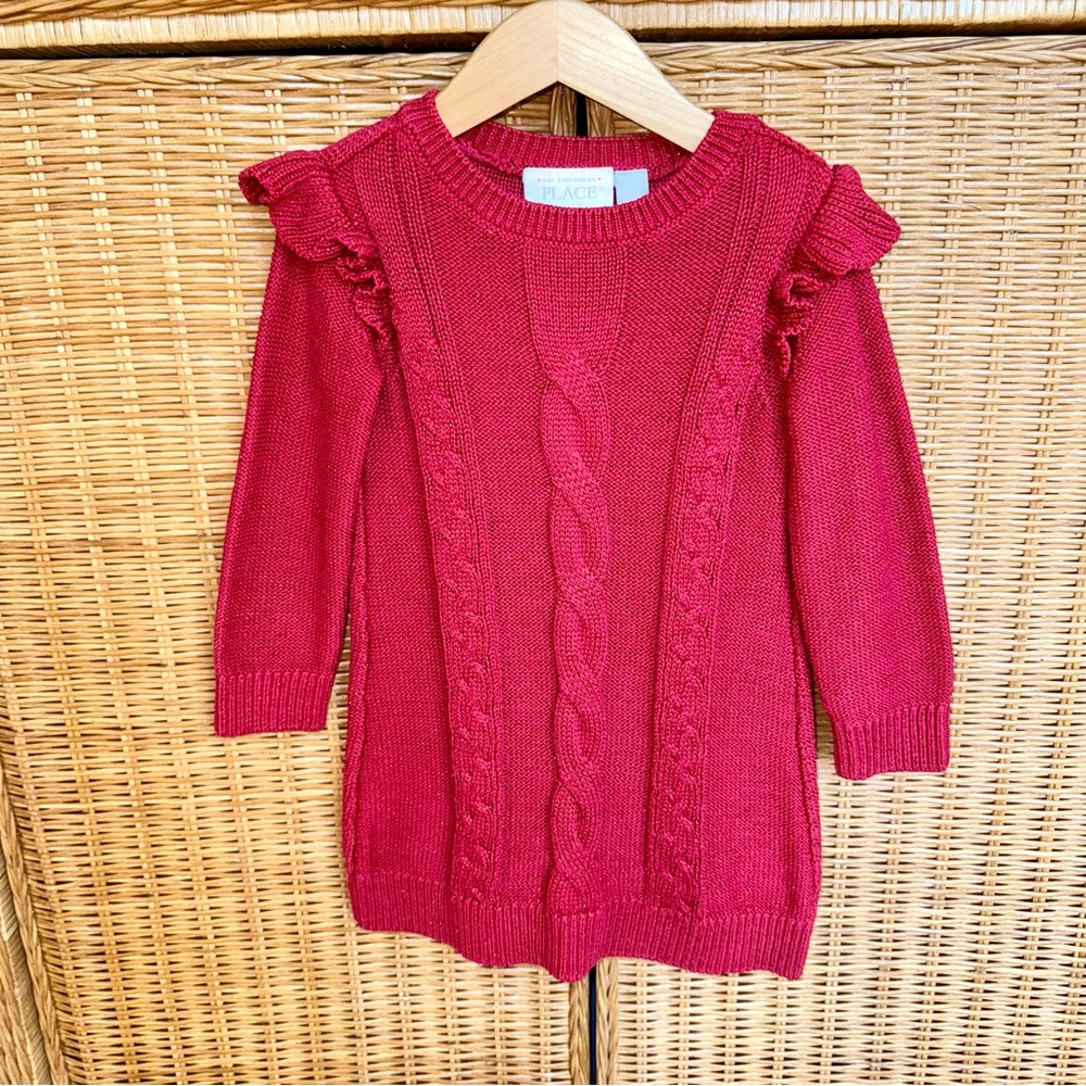 The Children's Place Pink Ruffle Cable Knit Sweater